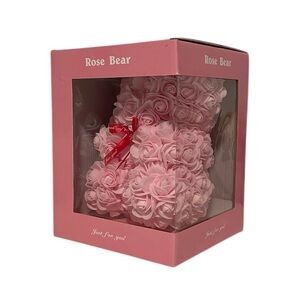 Rose Bear in Pink with Artificial Foam Roses - Gift for Someone Special